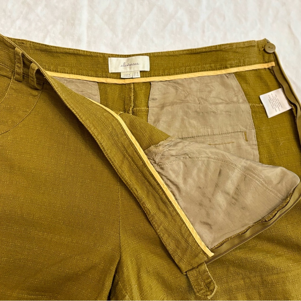 Anthropologie Khaki Textured Cotton Shorts